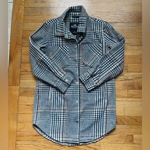 Hollister Checkered Long Sleeve Shirt - Black, White, Tan